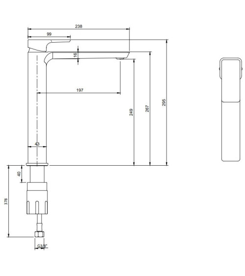 Villeroy & Boch Subway 3.0 Tall maišytuvas praustuvui be dugno vožtuvo, pasirenkama spalva