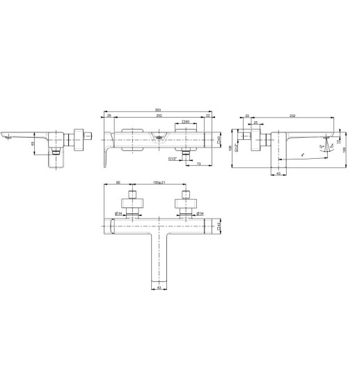 Villeroy & Boch Subway 3.0 dušo/vonios maišytuvas, pasirenkama spalva