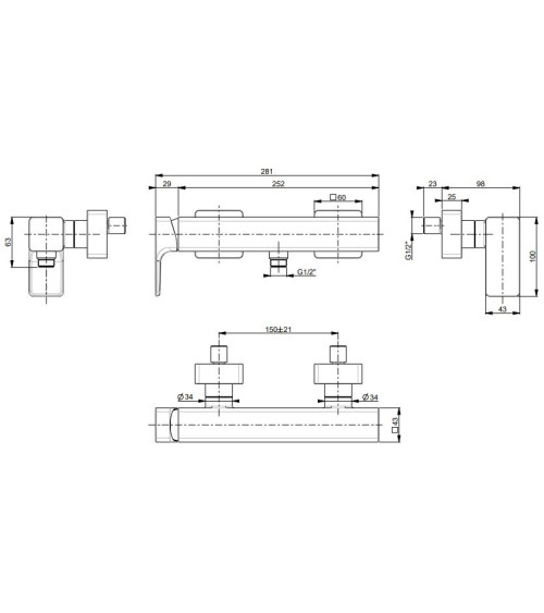 Villeroy & Boch Subway 3.0 dušo maišytuvas, pasirenkama spalva