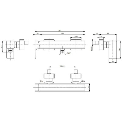 Villeroy & Boch Subway 3.0 dušo maišytuvas, pasirenkama spalva