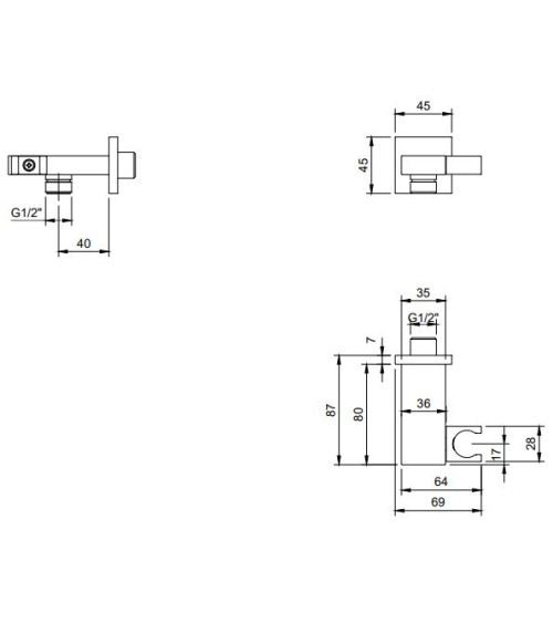 Villeroy & Boch Universal Showers kvadratinis rankinio dušelio laikiklis, pasirenkama spalva