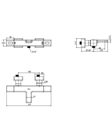 Villeroy & Boch termostatinis kvadratinis vonios maišytuvas, pasirenkama spalva