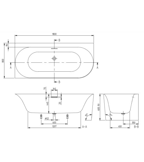 Villeroy & Boch vonia Loop & Friends 170x75 cm, dešininė, pasirenkama spalva