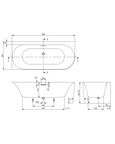 Villeroy & Boch vonia Loop & Friends 170x75 cm, dešininė, pasirenkama spalva