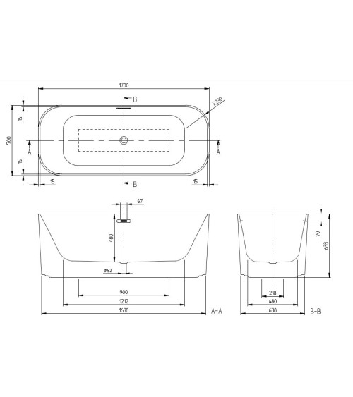 Villeroy & Boch laisvai pastatoma vonia Finion 170x70 cm, pasirenkama spalva