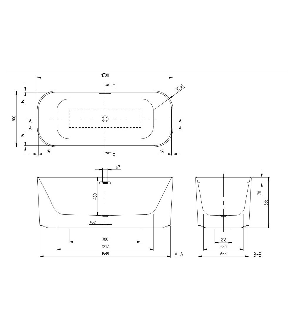 Villeroy & Boch laisvai pastatoma vonia Finion 170x70 cm, pasirenkama spalva
