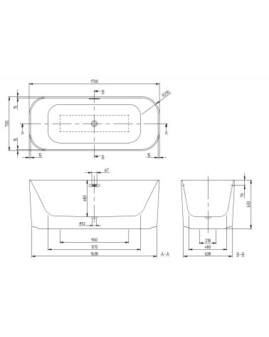 Villeroy & Boch laisvai pastatoma vonia Finion 170x70 cm, pasirenkama spalva