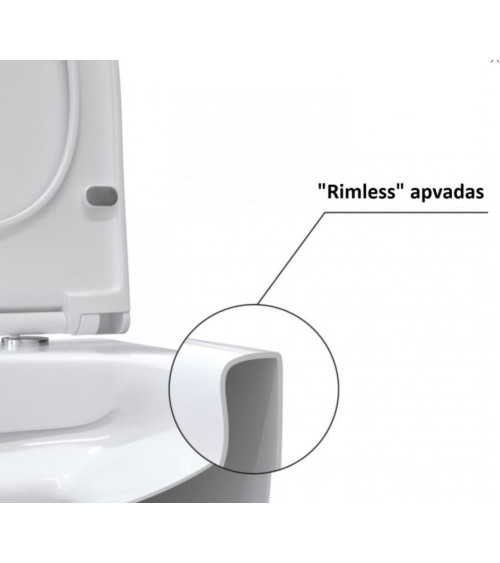 Bocchi V-Tondo pakabinamo klozeto ir Ideal Standard WC rėmo komplektas 3in1, juodos matinės spalvos