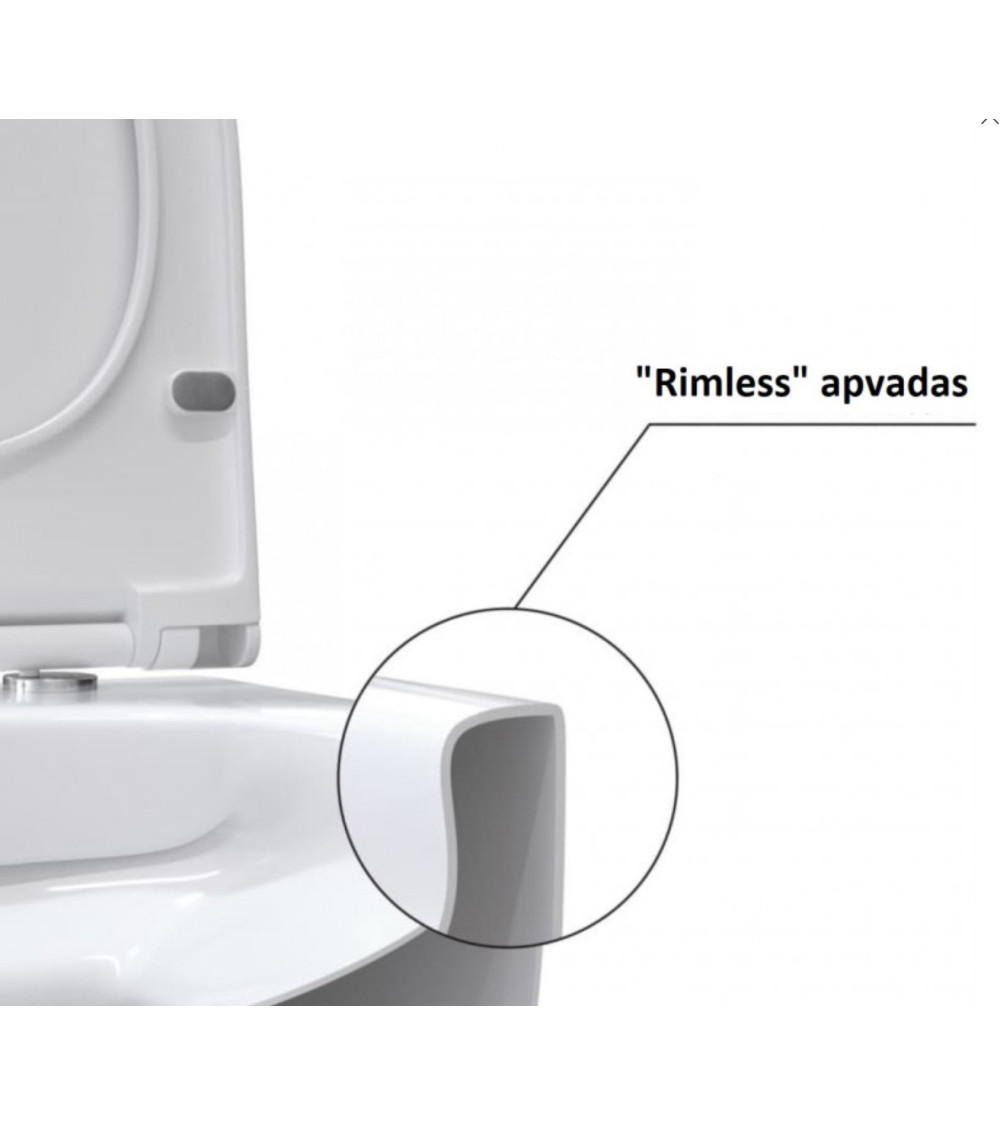 Bocchi V-Tondo pakabinamo klozeto ir Ideal Standard WC rėmo komplektas 3in1, juodos matinės spalvos