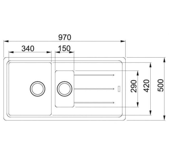 Franke BFG 651 granitinė plautuvė, eksentrinis ventilis, nerūdijančio plieno rankenėlė ir perlaja