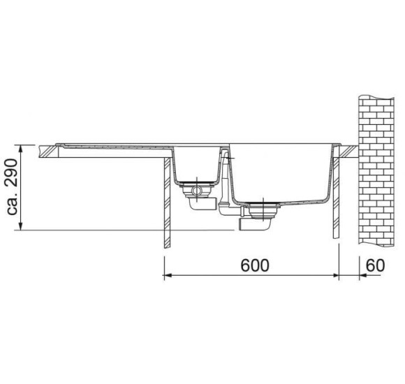 Franke BFG 651 granitinė plautuvė, eksentrinis ventilis, nerūdijančio plieno rankenėlė ir perlaja