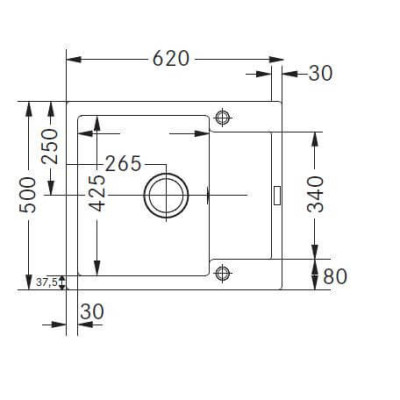 Franke  MRG 611-62 granitinė plautuvė, montuojama ant stalviršio, eksentrinis ventilis, nerūdijančio plieno rankenėlė