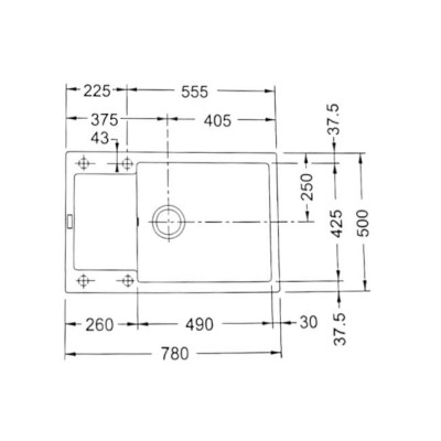 Franke MRG 611-78 XL plautuvė, montuojama ant stalviršio, eksentrinis ventilis, nerūdijančio plieno rankenėlė