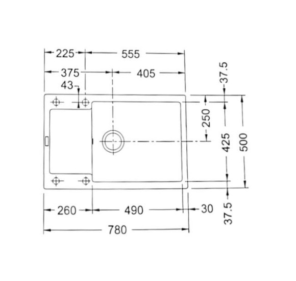 Franke MRG 611-78 XL plautuvė, montuojama ant stalviršio, eksentrinis ventilis, nerūdijančio plieno rankenėlė