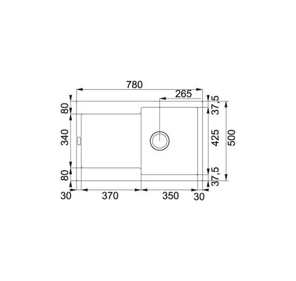 Franke MRG 611 plautuvė,  montuojama ant stalviršio, eksentrinis ventilis, nerūdijančio plieno mygtukas