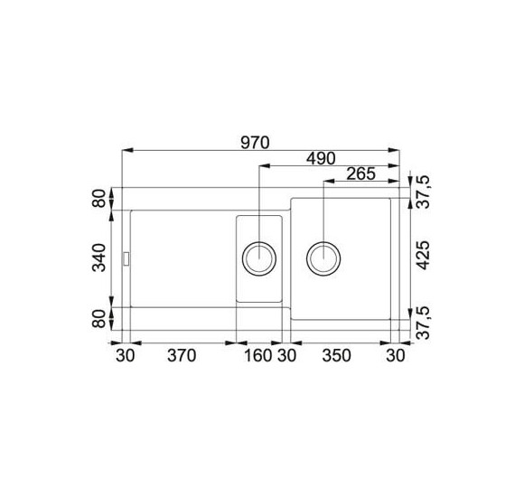 Franke MRG 651 granitinė plautuvė, montuojama ant stalviršio, eksentrinis ventilis, nerūdijančio plieno rankenėlė