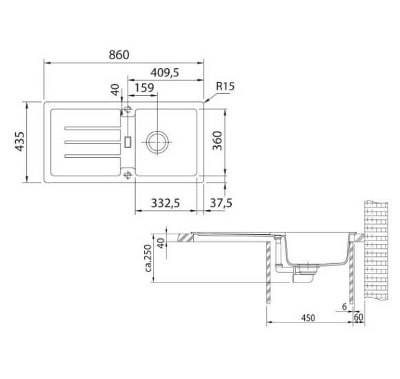 Franke STG 614 granitinė plautuvė, užkemšama ranka