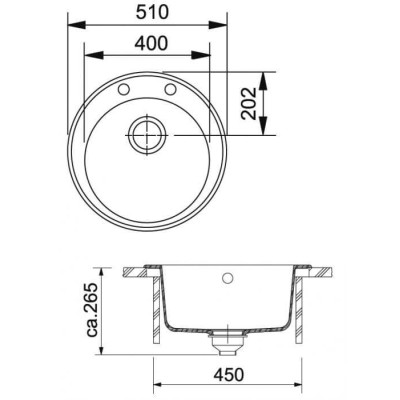 Franke ROG 610-41 granitinė plautuvė eksentrinis ventilis, nerūdijančio plieno rankenėlė ir perlaja