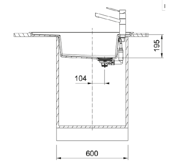 Franke FSG 611-88 akmens masės plautuvė, montuojama ant stalviršio, eksentrinis ventilis, nerūdijančio plieno mygtukas