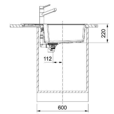 Franke UBG 611-78 XL akmens masės plautuvė, eksentrinis ventilis, nerūdijančio plieno rankenėlė ir perlaja