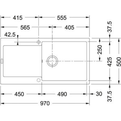 Franke MRG 611-100XL plautuvė, montuojama ant stalviršio, eksentrinis ventilis, nerūdijančio plieno rankenėlė