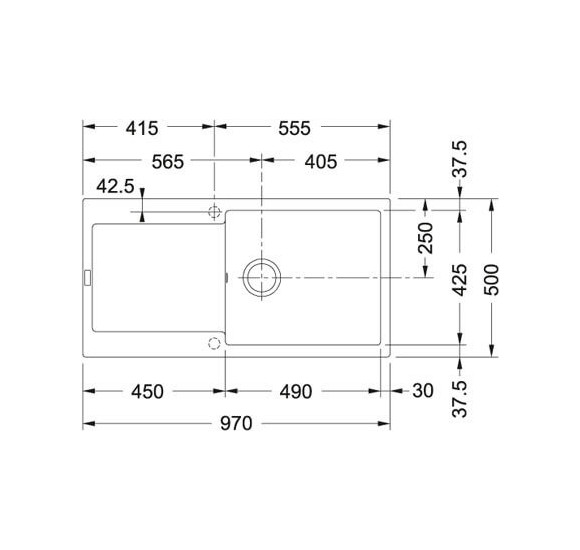 Franke MRG 611-100XL plautuvė, montuojama ant stalviršio, eksentrinis ventilis, nerūdijančio plieno rankenėlė