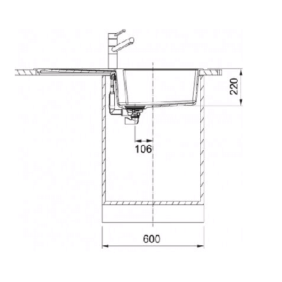 Franke UBG 611-100 plautuvė, eksentrinis ventilis, nerūdijančio plieno rankenėlė ir perlaja