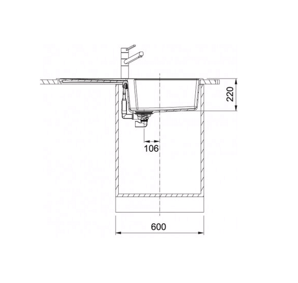Franke UBG 611-100 plautuvė, eksentrinis ventilis, nerūdijančio plieno rankenėlė ir perlaja