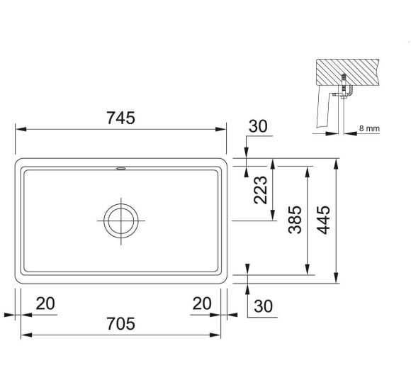 Franke KBK 110-70 keraminė plautuvė