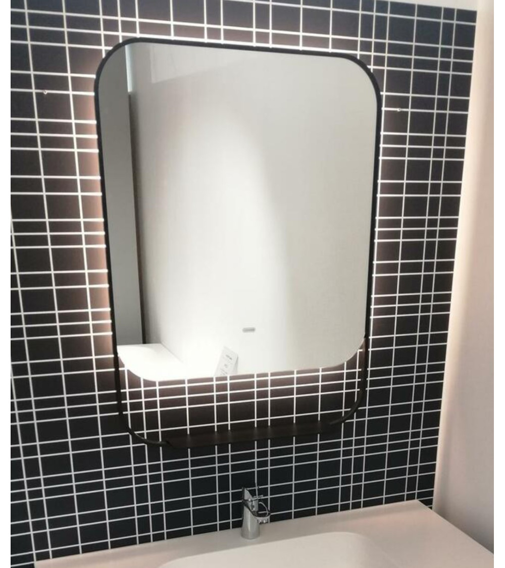 Balteco PO veidrodis su apšvietimu ir juodu rėmeliu