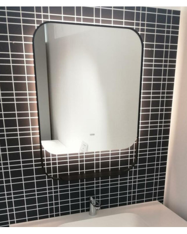 Balteco PO veidrodis su apšvietimu ir juodu rėmeliu