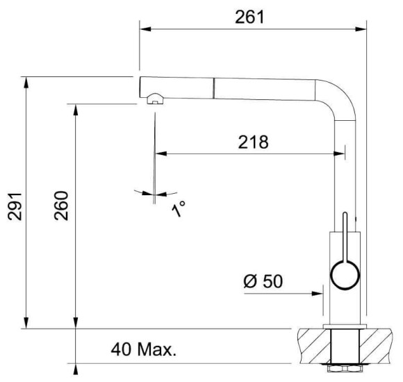 Franke Bat Neptune-evo virtuvinis maišytuvas su ištraukiama žarna