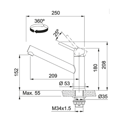 FRANKE ORBIT maišytuvas su nerūdijančio plieno korpusu