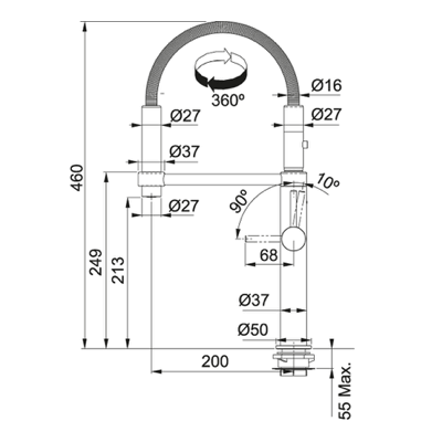 FRANKE PESCARA 360° juodas matinis maišytuvas
