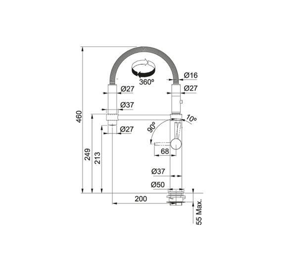 FRANKE PESCARA 360° juodas matinis maišytuvas