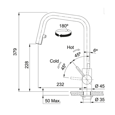 FRANKE KUBUS maišytuvas su nerūdijančio plieno korpusu ir ištraukiama žarna