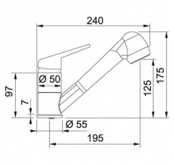 Franke Novara-plus virtuvinis maišytuvas su ištraukiama žarna, chromo spalvos