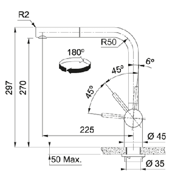 FRANKE ATLAS NEO WINDOW nerūdijančio plieno maišytuvas su ištraukiama žarna