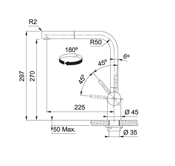 FRANKE ATLAS NEO WINDOW nerūdijančio plieno maišytuvas su ištraukiama žarna