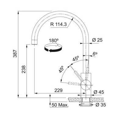 Franke maišytuvas plautuvei EOS-NEO su nerūdijančio plieno korpusu