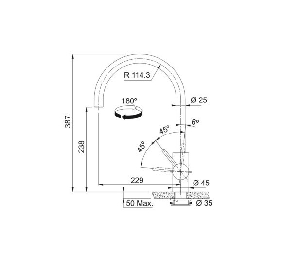 Franke maišytuvas plautuvei EOS-NEO su nerūdijančio plieno korpusu