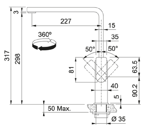 Franke maišytuvas plautuvei MYTHOS, pasirenkama spalva