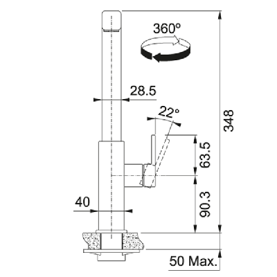 Franke maišytuvas plautuvei MYTHOS su nerūdijančio plieno korpusu ir ištraukiama žarna