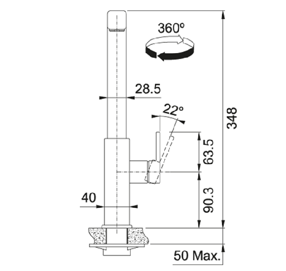 Franke maišytuvas plautuvei MYTHOS su nerūdijančio plieno korpusu ir ištraukiama žarna