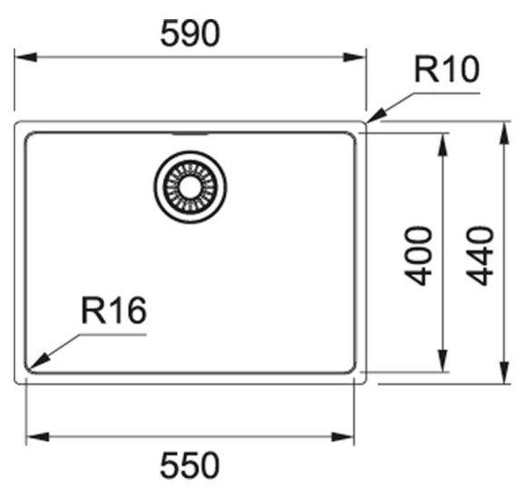 Franke MRX 110-55 nerūdijančio plieno plautuvė, užkemšamas ventilis