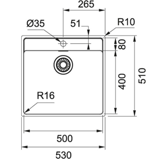 Franke MRX 210-50 TL nerūdijančio plieno plautuvė su ventiliu (rankiniu)