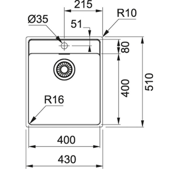Franke MRX 210-40 TL nerūdijančio plieno plautuvė, užkemšamas vent.
