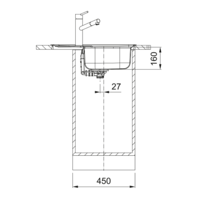 Franke SKX 611-62 nerūdijančio plieno plautuvė, ekscentrinis ventilis