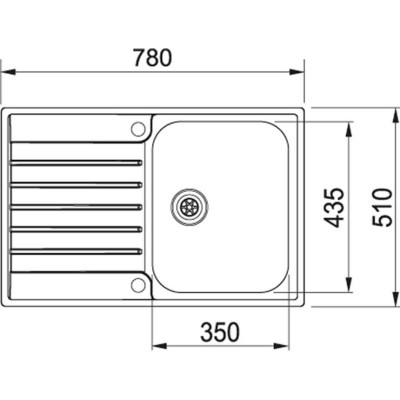 Franke AGX 211-78 G nerūdijančio plieno plautuvė, SlimTop (integruotas ekscentrinis ventilis)