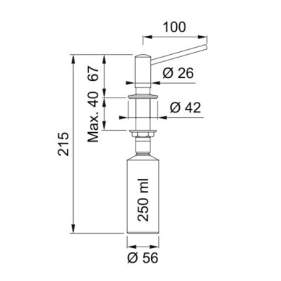 Franke Novita Steel nerūdijančio plieno korpuso muilo dozatorius